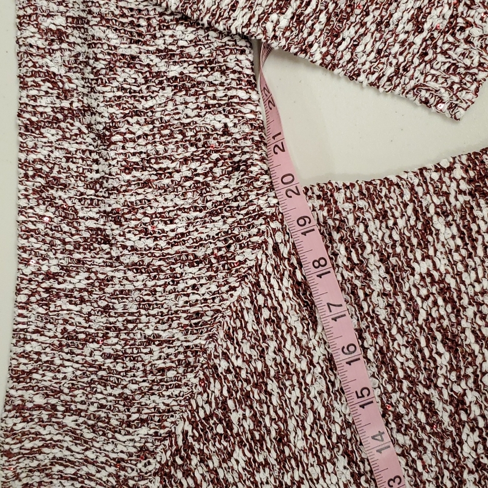 Soft Surroundings Long sleeve burgundy and white knit sequins Med - Picture 4 of 6